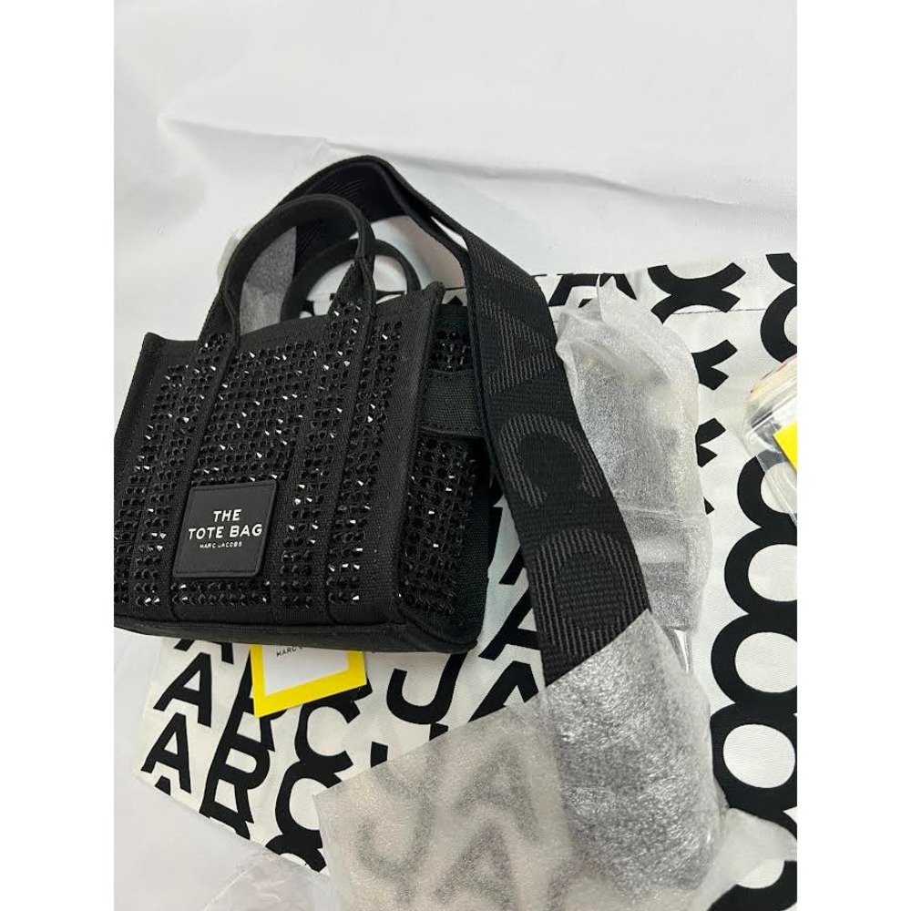 NWT! Marc Jacobs The MINI Crystal Canvas Tote bag BLACK - Picture 7 of 13